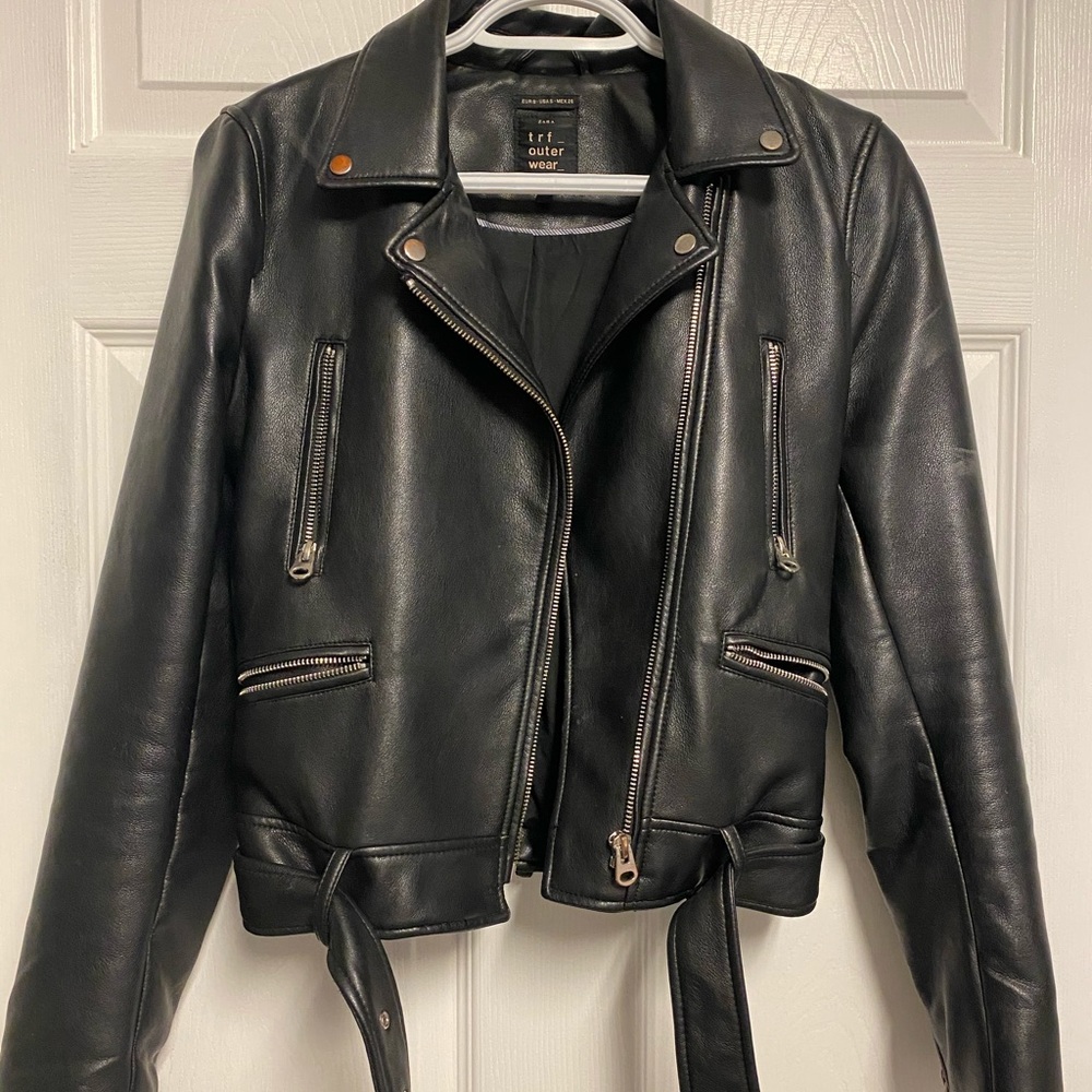Zara Black Leather Moto Jacket